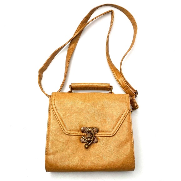 Xhilaration Faux Leather Small Tan Crossbody Purse 7.5"x7"x2" - Picture 1 of 16